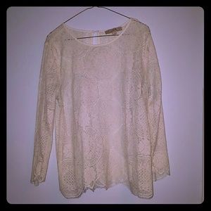 LOFT Crocheted Long Sleeve Blouse